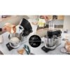 Robot de bucătărie planetar BOSCH Serie 8 MUMS8 Scale MUMS8ZS18, 1800W (7 trepte), Bol inox șlefuit 6l cu mânere, Set patiserie, Cântar, Cronometru, SoftStart, AirCooling, Carcasă metalică, Pearl Silver