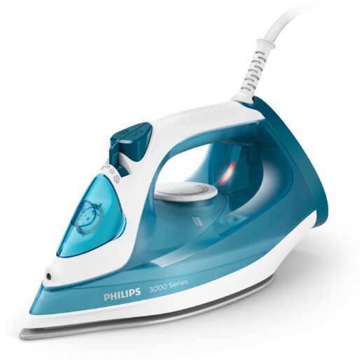 Fier de călcat cu abur Philips Seria 3000 DST3011/20  2100W  Continuu 30g/min  Jet 140g  Rezervor 300ml  Talpă Ceramică  C1.9m  G1.27kg  Light Blue