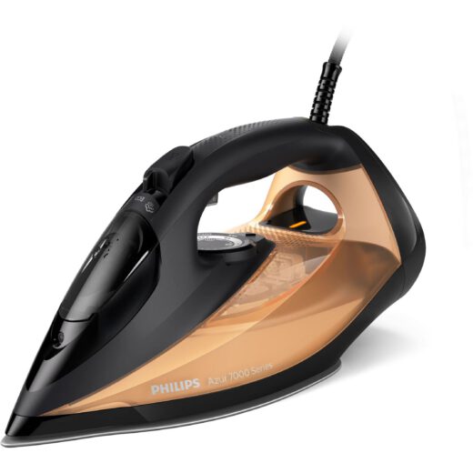 Fier de călcat cu abur Philips Azur Seria 7000 DST7040/80  2800W  Continuu 50g/min  Jet 250g  Rezervor 300ml  Talpă SteamGlide Elite  Oprire automată  C2m  G1.82kg  Black and Gold