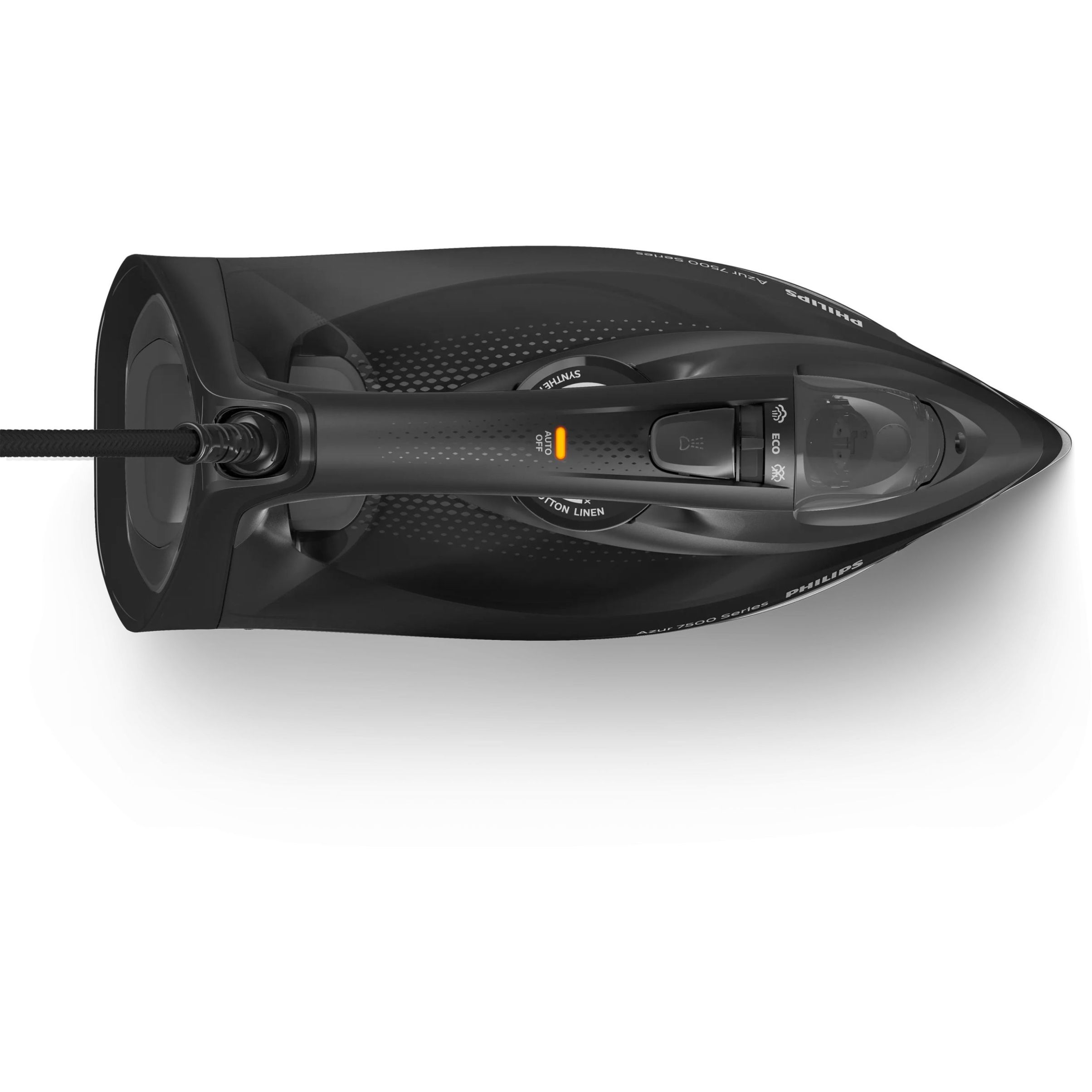 Fier de călcat cu abur Philips Azur Seria 7500 DST7511/80, 3200W, Continuu 55g/min, Jet 260g, Rezervor 300ml, Talpă SteamGlide Elite, Oprire automată, C2m, G1.78kg, Negru