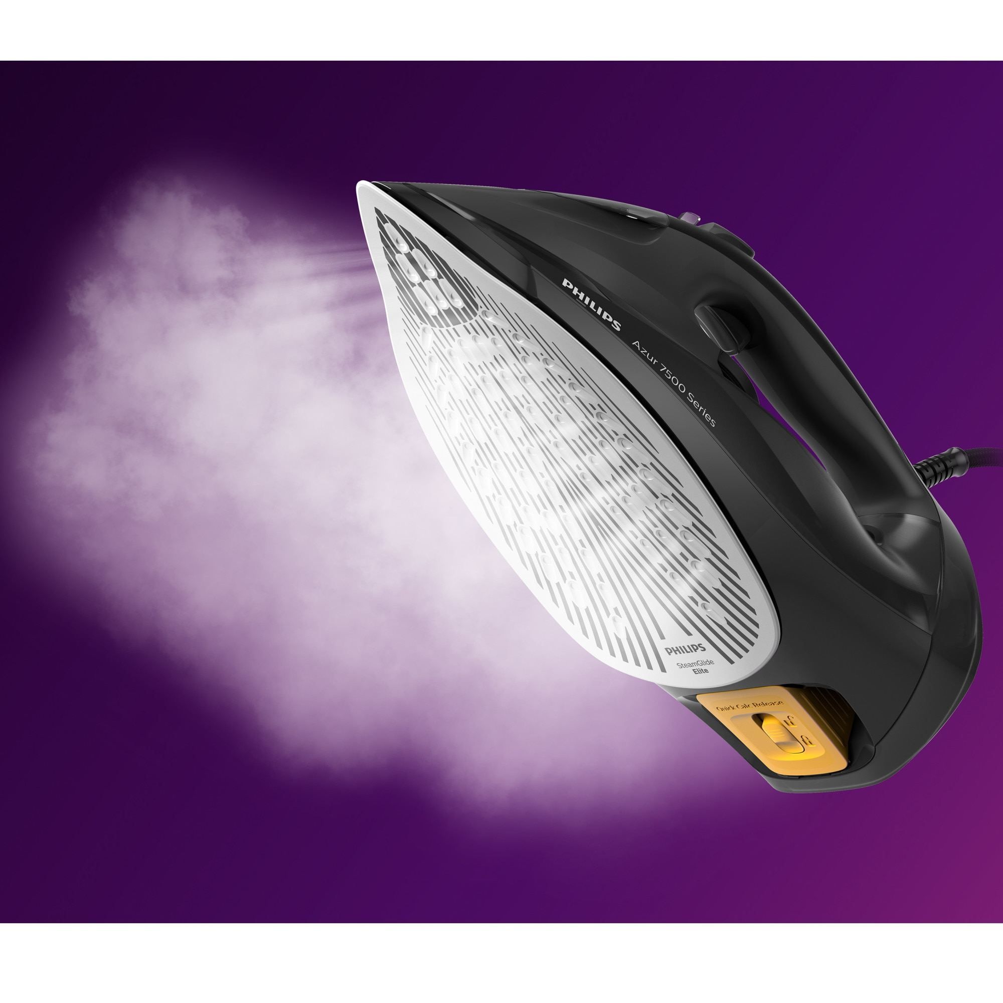 Fier de călcat cu abur Philips Azur Seria 7500 DST7511/80, 3200W, Continuu 55g/min, Jet 260g, Rezervor 300ml, Talpă SteamGlide Elite, Oprire automată, C2m, G1.78kg, Negru