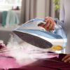 Fier de călcat cu abur Philips Azur Seria 7000 DST7011/20, 2600W, Continuu 45g/min, Jet 220g, Rezervor 300ml, Talpă SteamGlide Plus, C2m, G1.67kg, Light Blue