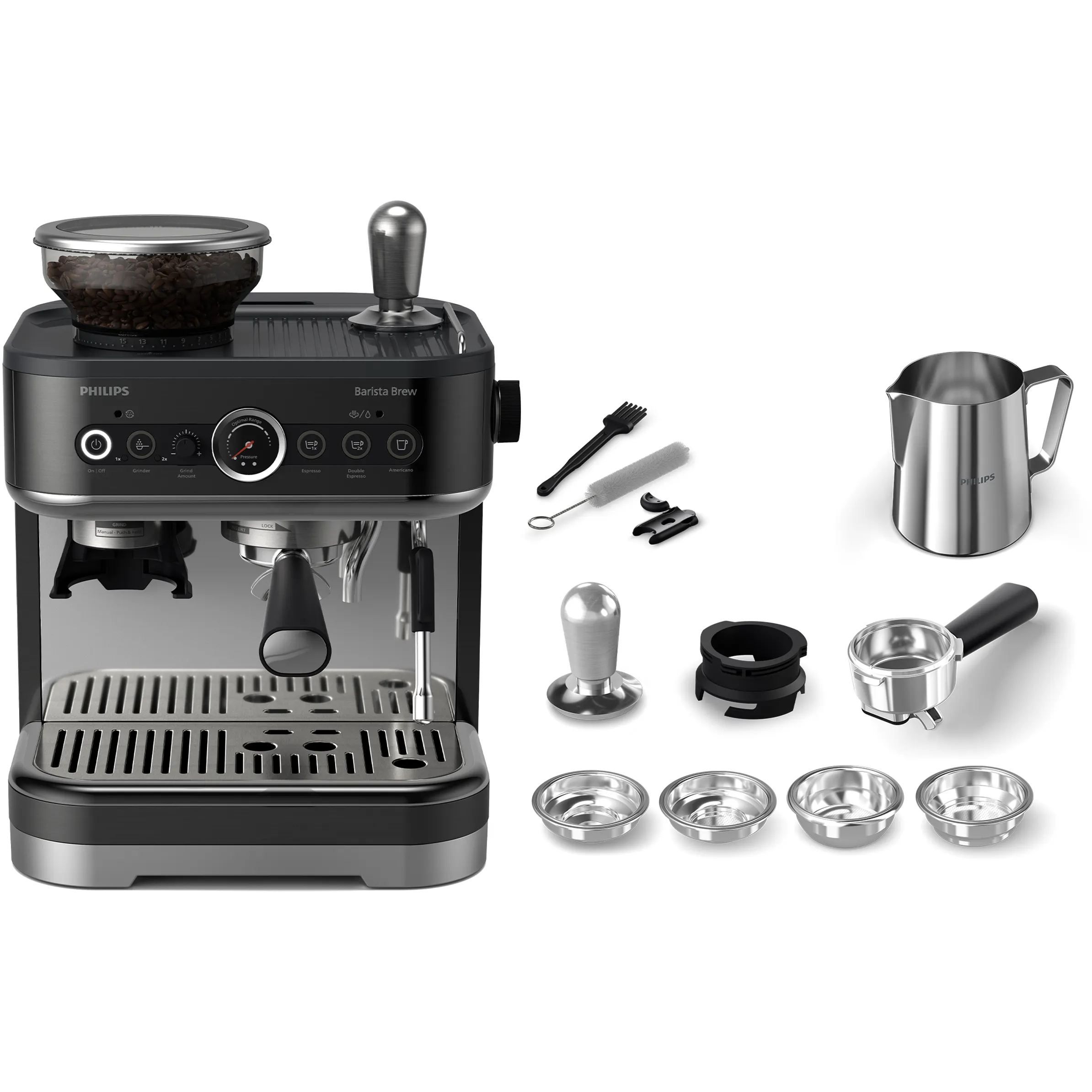 Espressor semi-automat Philips Barista Brew PSA3218/10  1350W  15 bar  2.3l  Metal Black