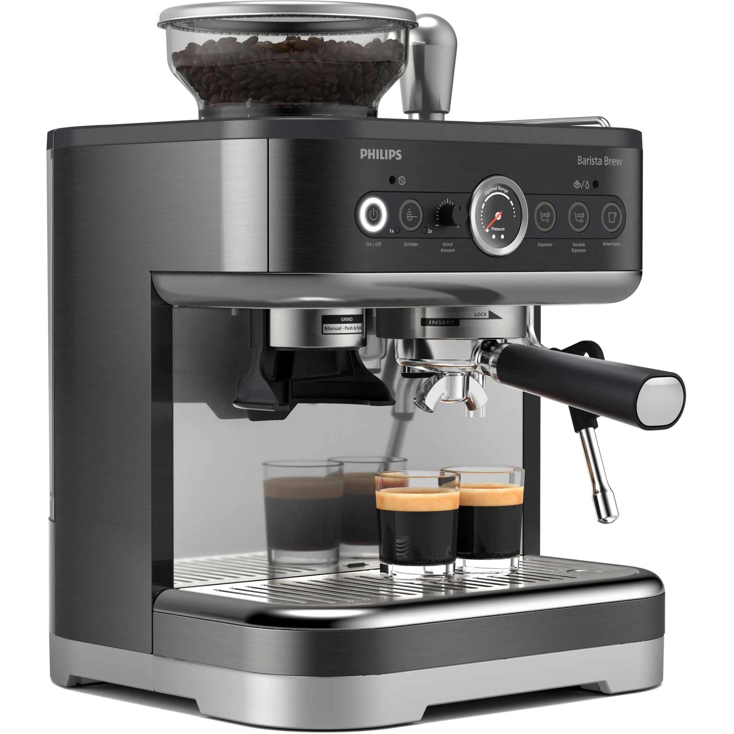 Espressor semi-automat Philips Barista Brew PSA3218/10  1350W  15 bar  2.3l  Metal Black