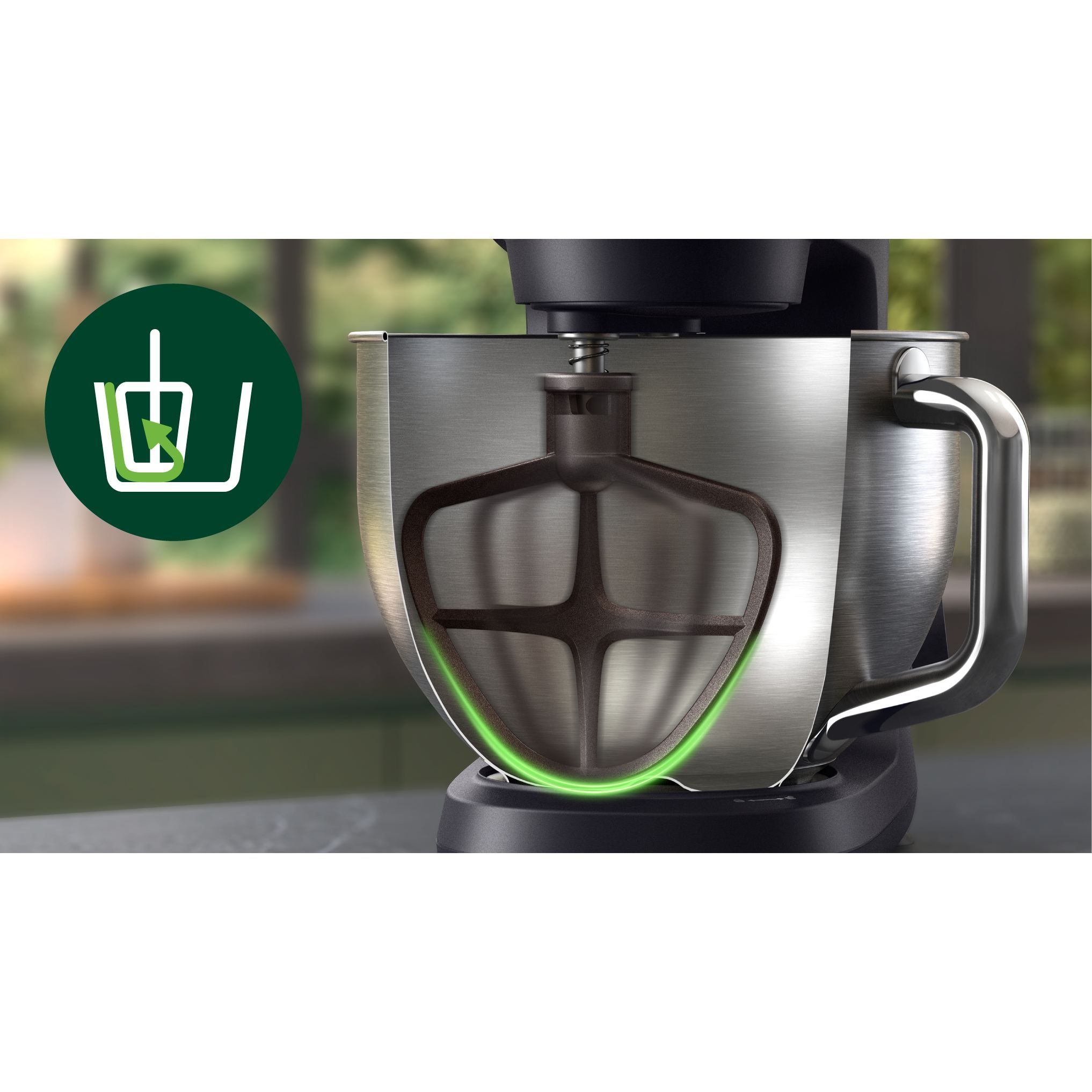 Robot de bucătărie planetar Philips Seria 7000 HR7962/21, 1000W (8 trepte, Pulse), Bol inox 5.5l, Blender sticlă 1.5l, ProKnead, Timer, Iluminare, Bază metalică, Protecție termică motor, HomeID, G9.93kg