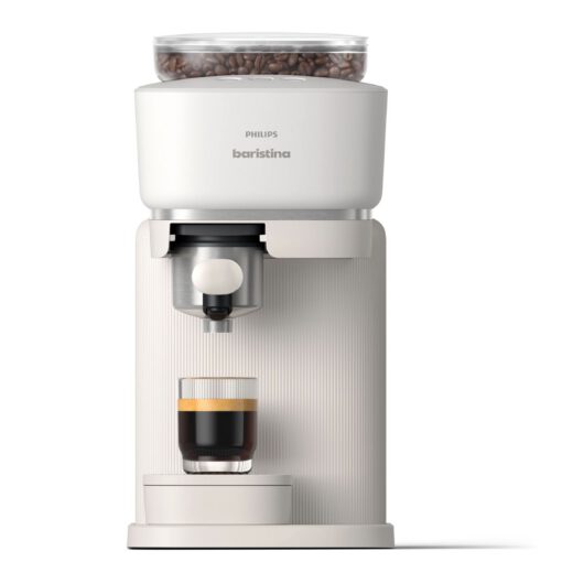 Espressor manual Philips Baristina BAR300/00  16 bar  Râșniță ceramică  Boabe 170gr  Rezervor 1.2l  Platformă pentru cești  Oprire automată  Espresso și Lungo  Portafiltru alb  Milky White
