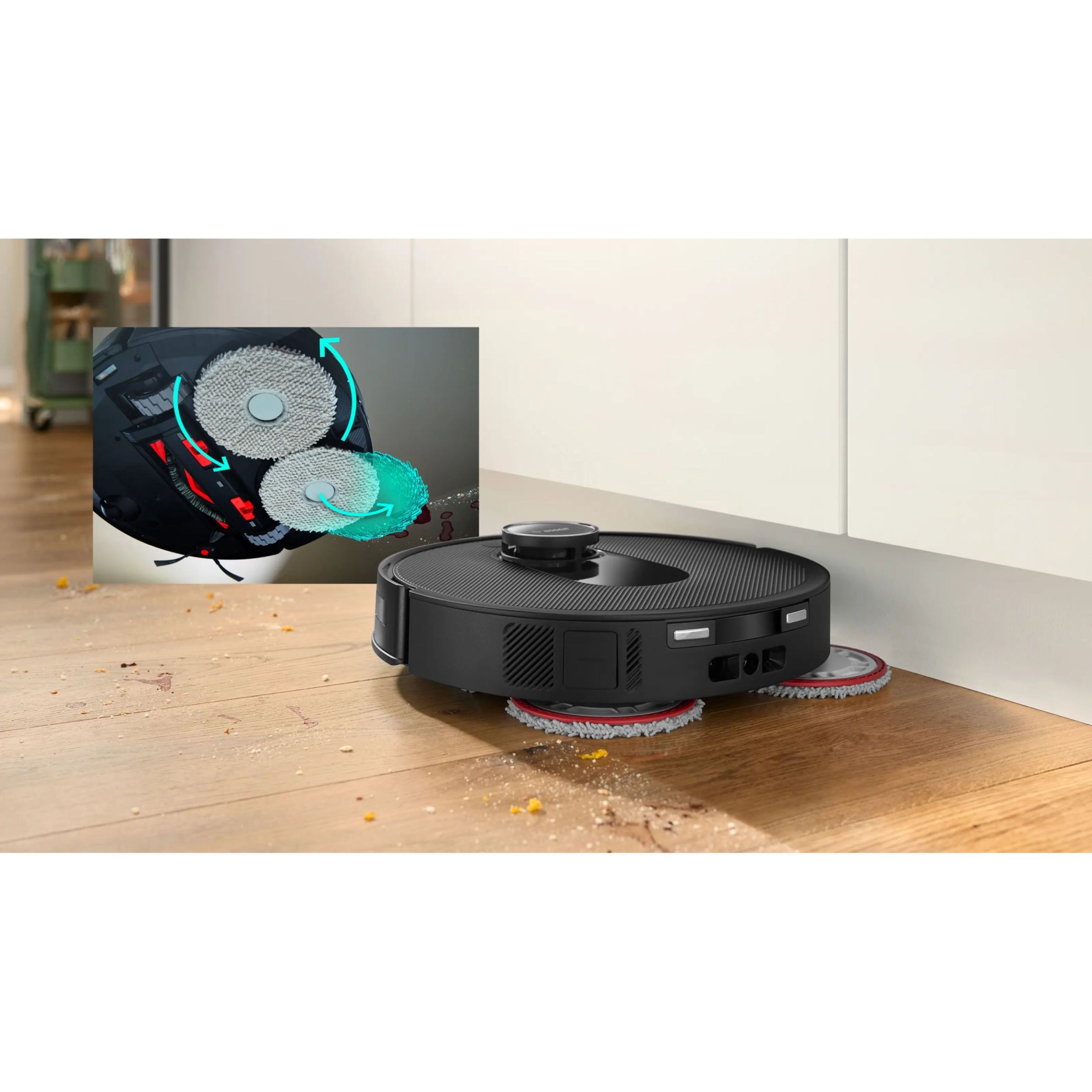 Aspirator robot BOSCH Spotless Max BCRDW3B, Apă 55ml, Rezervor 0.3l, Perie Carbon Power, Funcție Reduced Tangling, Navigare ușoară, Negru