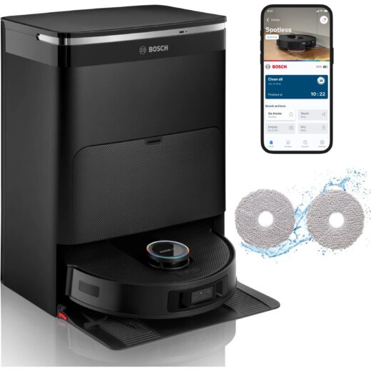 Aspirator robot BOSCH Spotless Max Cam BCRDW3BX  Apă 55ml  Rezervor 0.3l  Perie Carbon Power  Funcție Reduced Tangling  Navigare ușoară  Negru