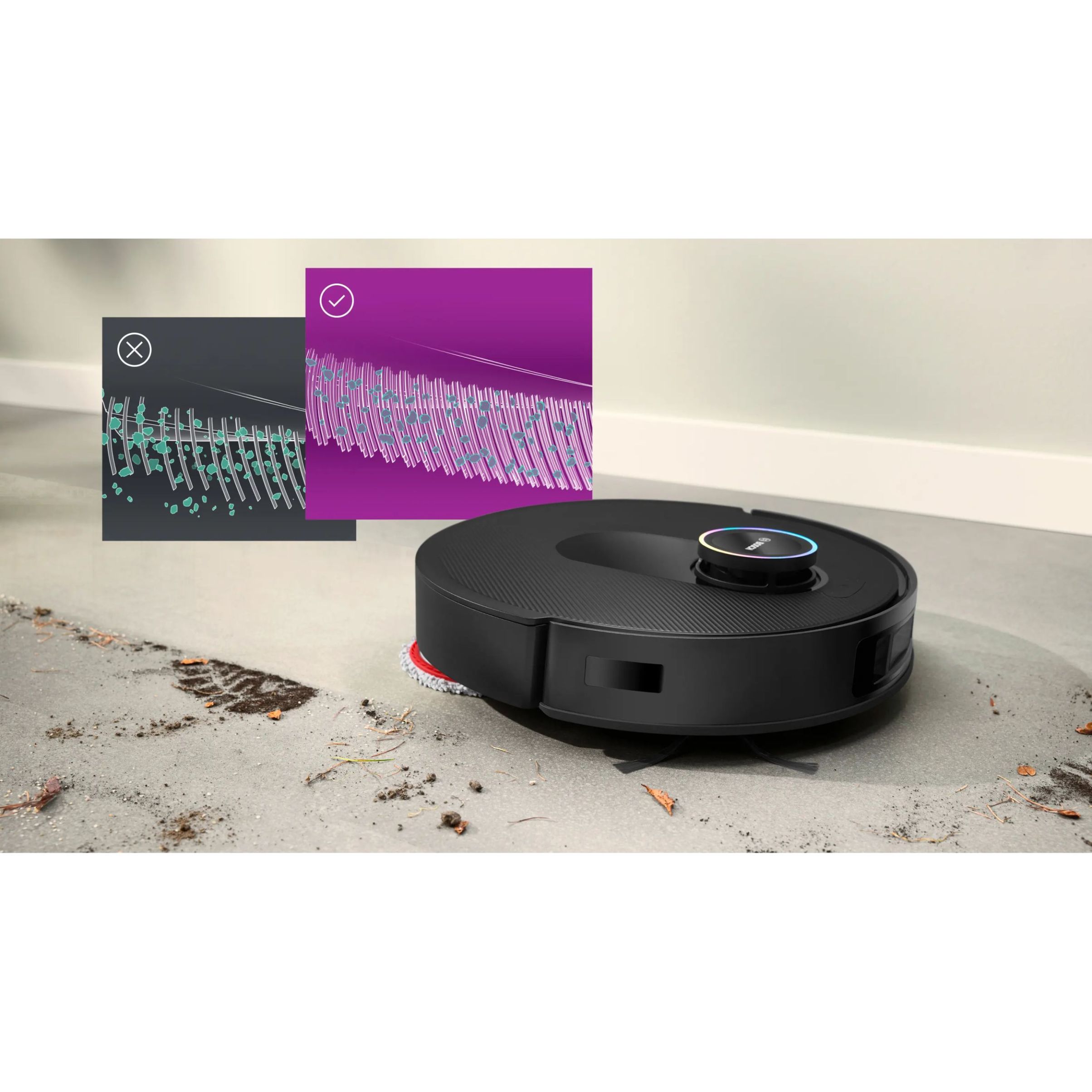 Aspirator robot BOSCH Spotless Max Cam BCRDW3BX, Apă 55ml, Rezervor 0.3l, Perie Carbon Power, Funcție Reduced Tangling, Navigare ușoară, Negru