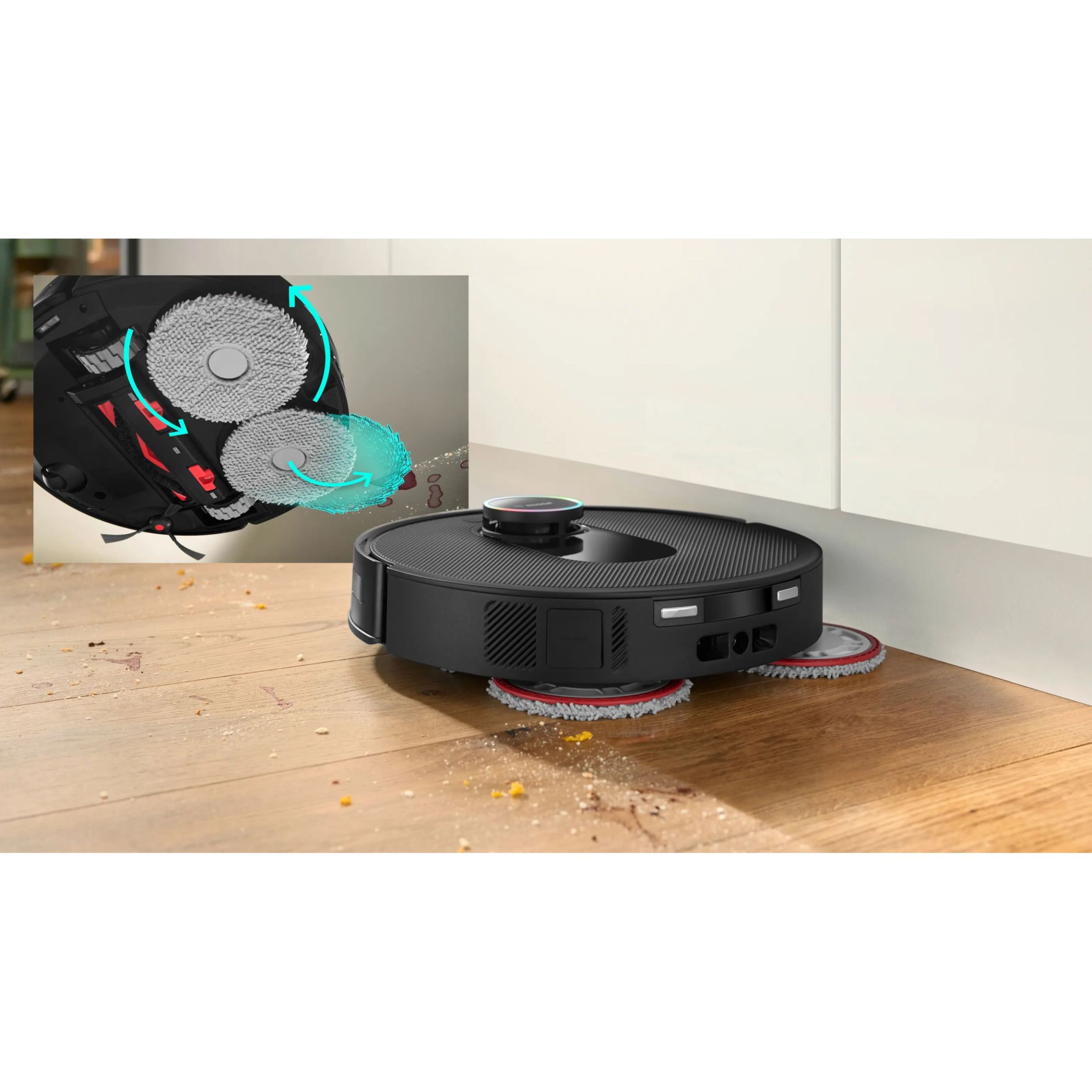 Aspirator robot BOSCH Spotless Max Cam BCRDW3BX, Apă 55ml, Rezervor 0.3l, Perie Carbon Power, Funcție Reduced Tangling, Navigare ușoară, Negru