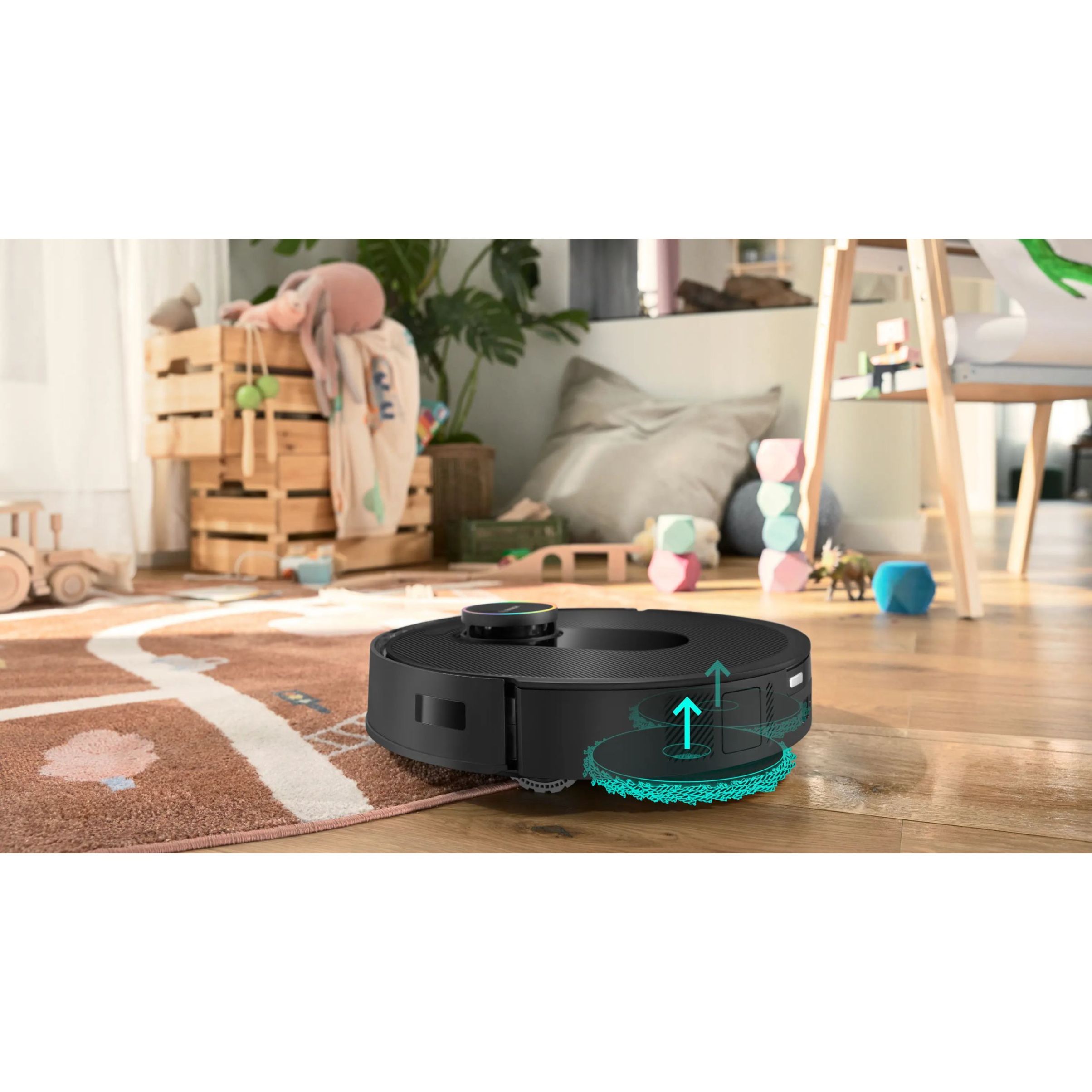 Aspirator robot BOSCH Spotless Max Cam BCRDW3BX, Apă 55ml, Rezervor 0.3l, Perie Carbon Power, Funcție Reduced Tangling, Navigare ușoară, Negru