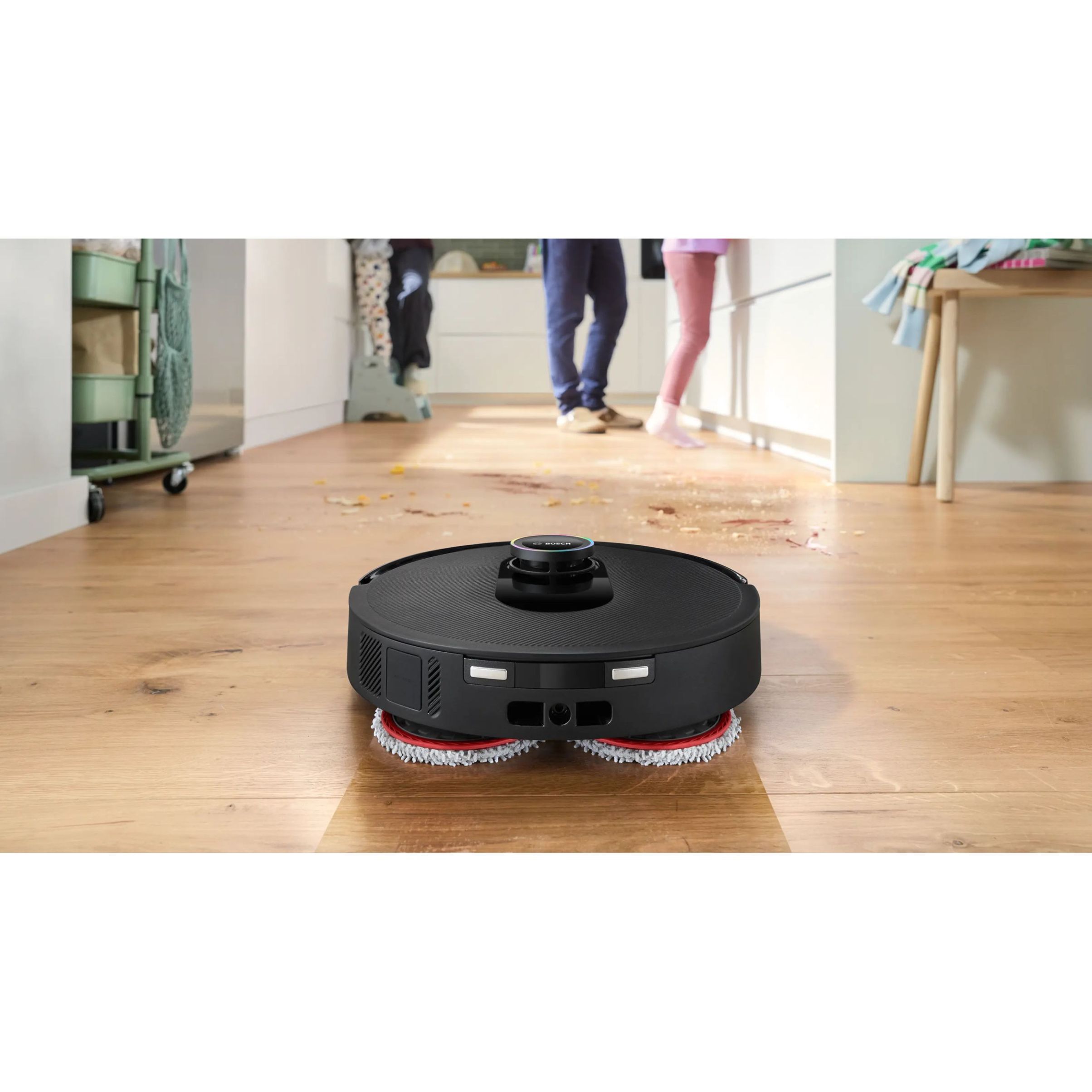 Aspirator robot BOSCH Spotless Max Cam BCRDW3BX, Apă 55ml, Rezervor 0.3l, Perie Carbon Power, Funcție Reduced Tangling, Navigare ușoară, Negru