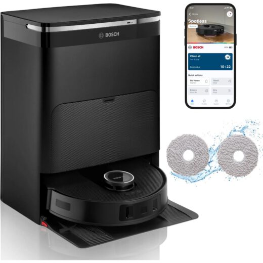 Aspirator robot BOSCH Spotless Max BCRDW3BAB  Apă 55ml  Rezervor 0.3l  Perie Carbon Power  Funcție Reduced Tangling  Navigare ușoară  Negru