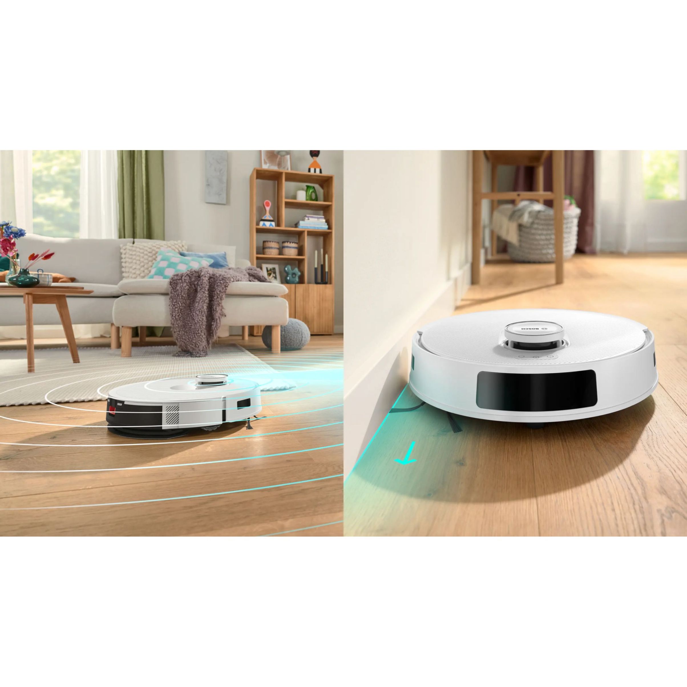 Aspirator robot BOSCH Spotless Advanced+ BCRD2W, Apă 180ml, Rezervor 0.4l, Stație 1.5l, Perie Carbon Power, Stație de curățare uscată, Funcție Reduced Tangling, Navigare ușoară, Alb
