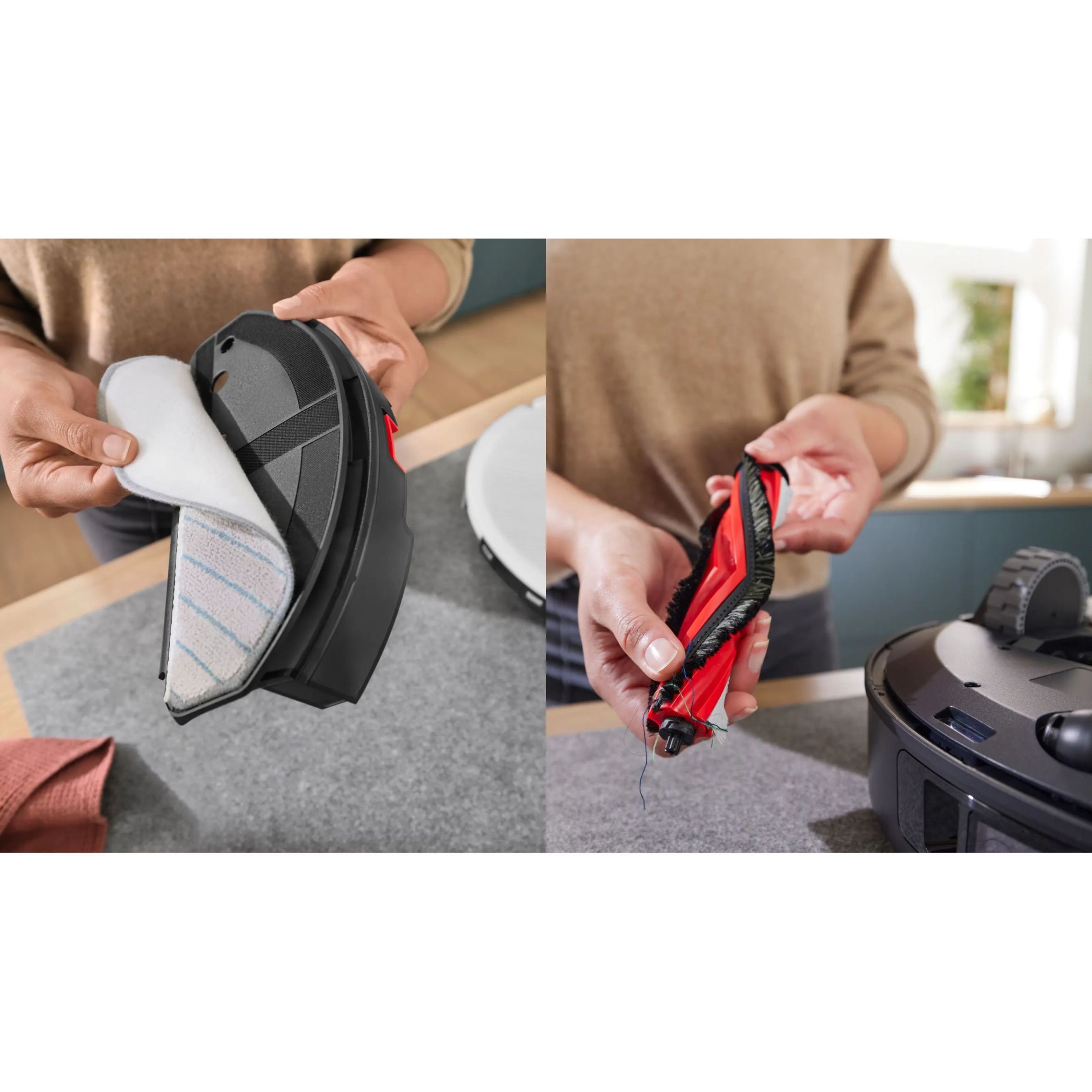 Aspirator robot BOSCH Spotless Advanced+ BCRD2W, Apă 180ml, Rezervor 0.4l, Stație 1.5l, Perie Carbon Power, Stație de curățare uscată, Funcție Reduced Tangling, Navigare ușoară, Alb