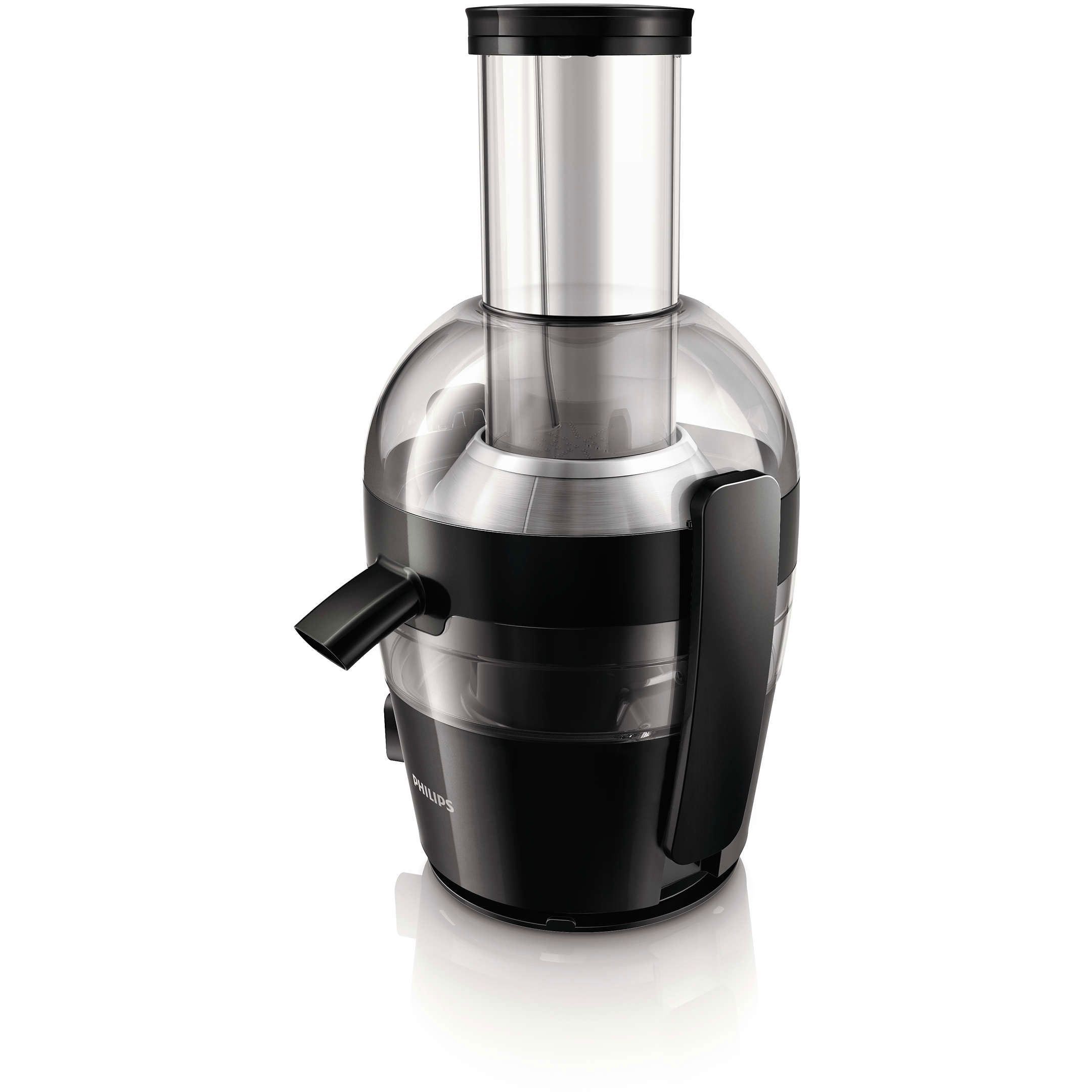 Storcător de fructe centrifugal Philips Viva HR1855/70, 800W (o viteză), Capacitate 2l, Tub alimentare XL 7.5cm, Cană 800ml, Cablu 1m, Sită QuickClean, Curățare rapidă Pre-Clean, Funcție anti-picurare, 78dBA, Blac