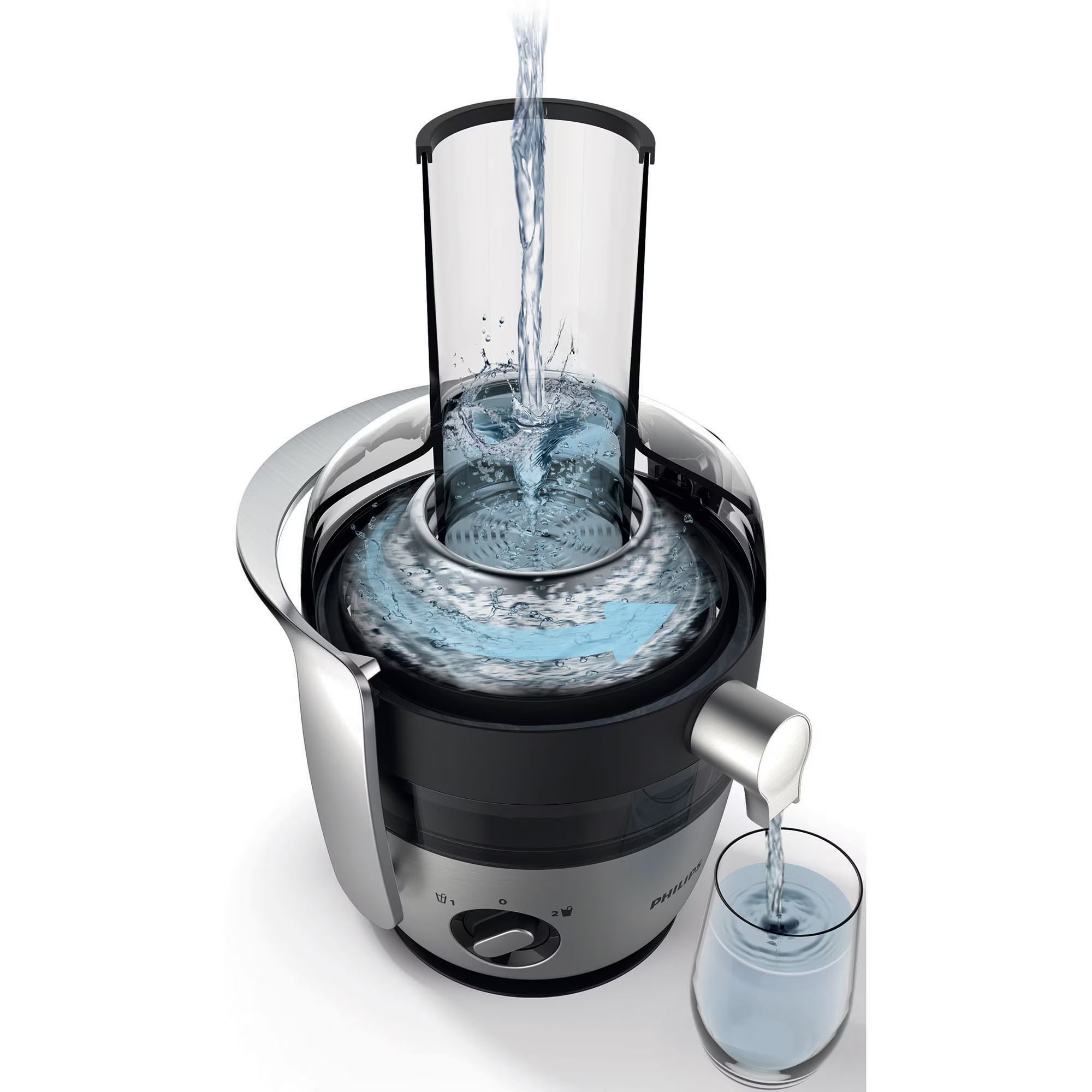 Storcător de fructe centrifugal Philips Viva HR1855/70, 800W (o viteză), Capacitate 2l, Tub alimentare XL 7.5cm, Cană 800ml, Cablu 1m, Sită QuickClean, Curățare rapidă Pre-Clean, Funcție anti-picurare, 78dBA, Blac