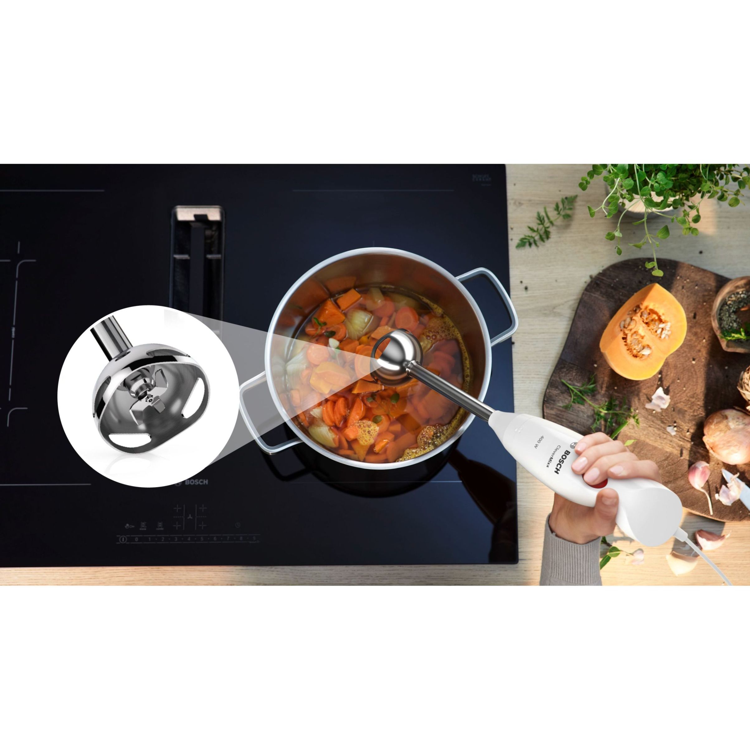 Blender de mână BOSCH CleverMixx MSM24100, 400W, Alb