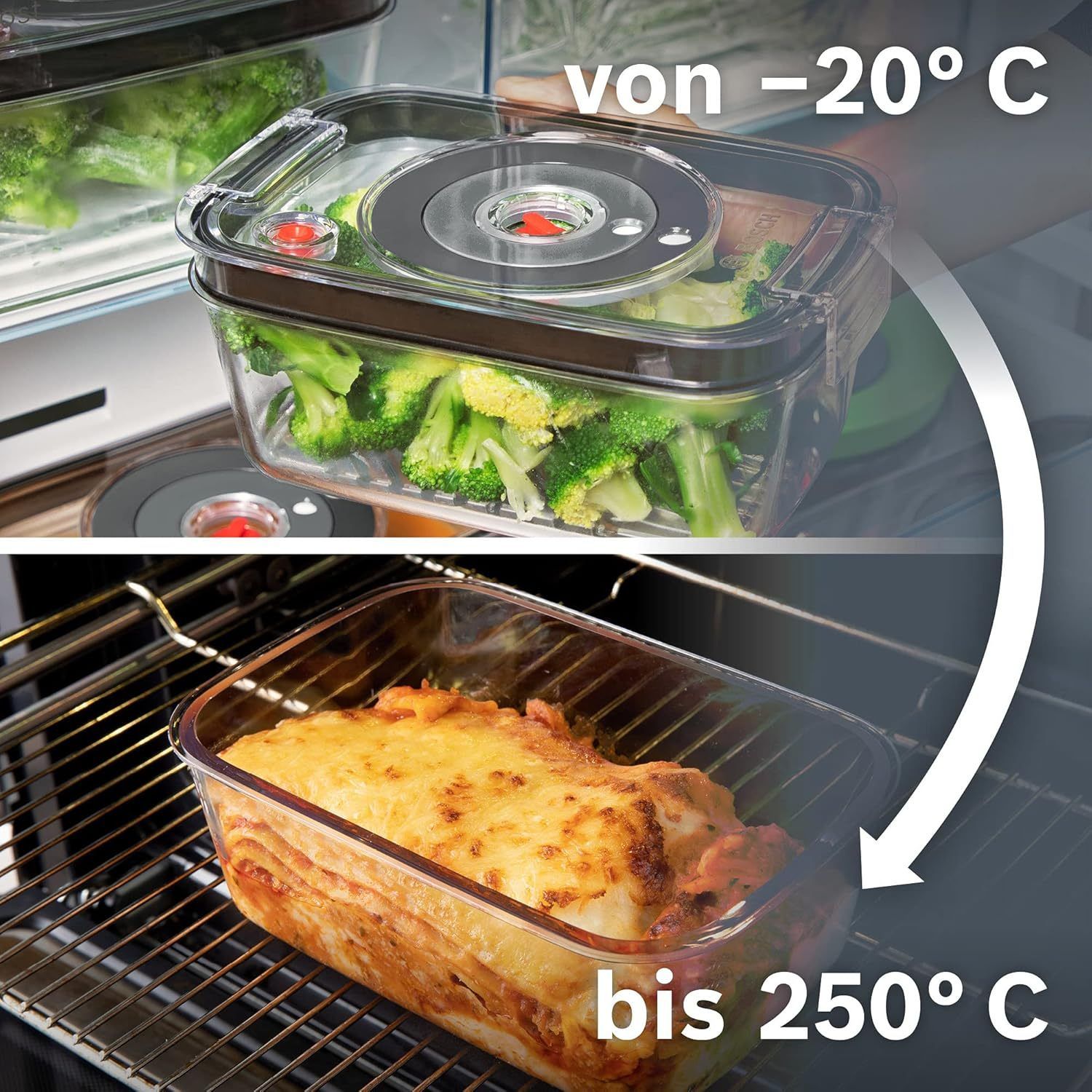 Set de accesorii BOSCH ErgoMixx Fresh Vacuum Glass MSZV6FSG2 – 17006290, 2 recipiente 1.2 litri din sticlă borosilicată, Capace Tritan, Pompă vidare albă, Tăvițe scurgere incluse