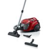 Aspirator fără sac BOSCH Serie 6 ProSilence BGC41Q69  600W  Nivel minim de zgomot și manevrare ușoară  Tehnologie AirCycle  Sistem EasyClean  Filtru igienic HEPA  Sistem QuattroPower  Metallic Red Cherry