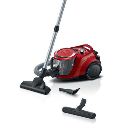 Aspirator fără sac BOSCH Serie 6 ProSilence BGC41Q69  600W  Nivel minim de zgomot și manevrare ușoară  Tehnologie AirCycle  Sistem EasyClean  Filtru igienic HEPA  Sistem QuattroPower  Metallic Red Cherry