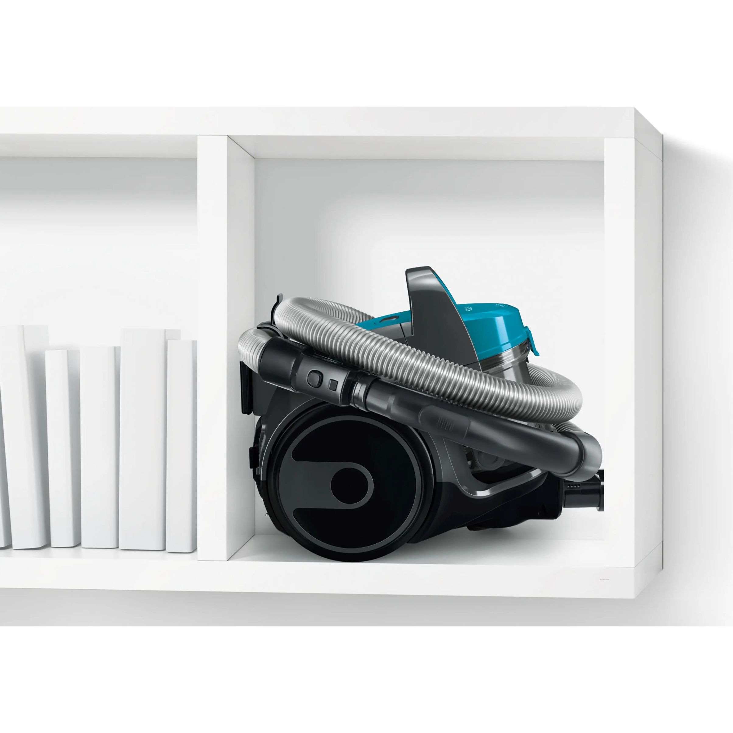 Aspirator fără sac BOSCH Serie 2 BGS05A221, 700W, 1.5l, Motor inovator HiSpin, Filtru igienic PureAir, Perie cu role multifuncțională, Ultra-compact, Derulator automat cablu, Stone Grey/Turquoise