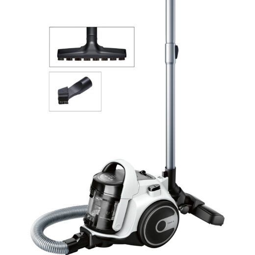 Aspirator fără sac BOSCH Serie 2 Cleann’n BGS05A222  Asp uscată  700W  Praf 1.5l  Cablu 6m  78dBA  Filtru igienic EPA12  Mâner ergonomic  3 roți  AirCycle  HiSpin  Perie cu clapetă  4.4kg  White