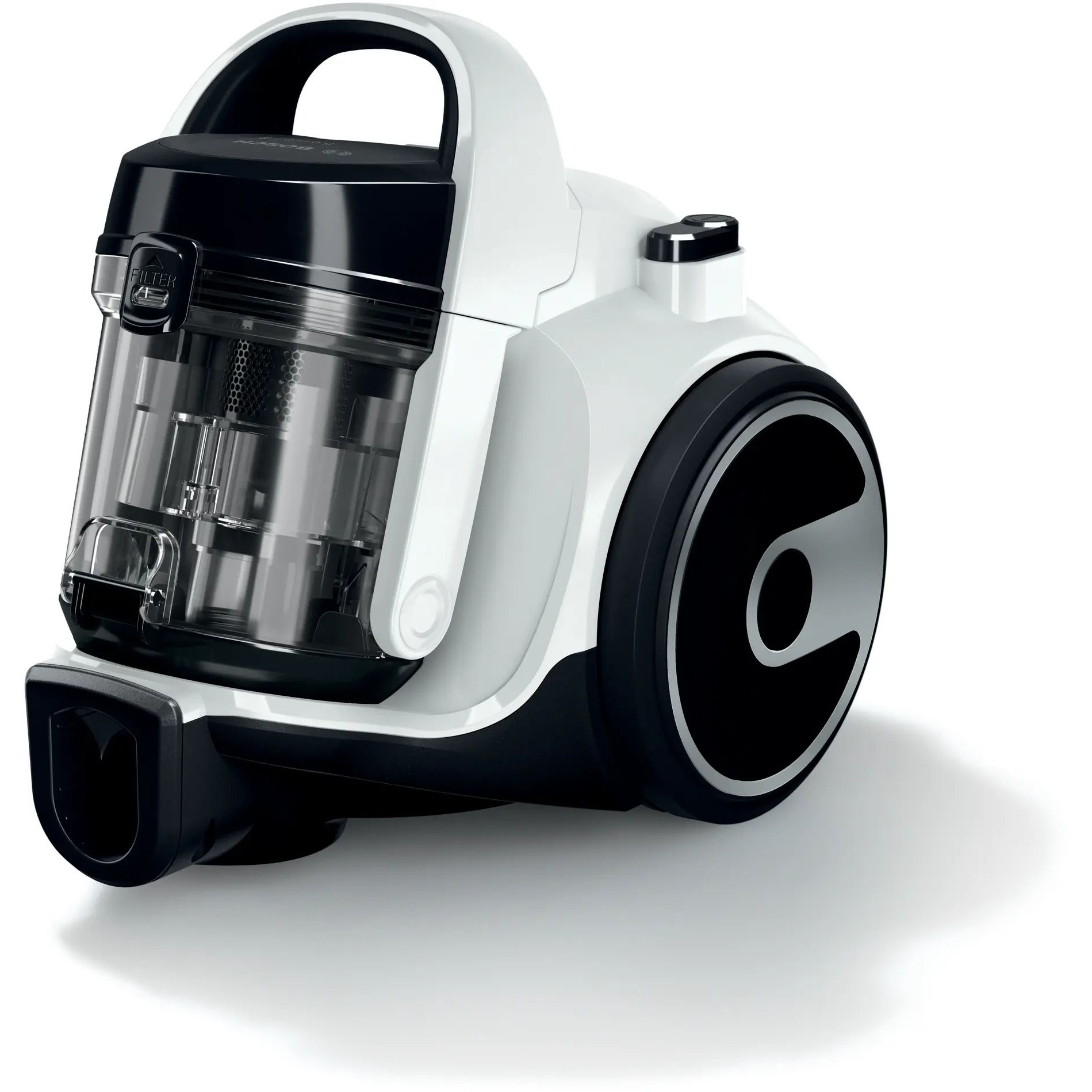 Aspirator fără sac BOSCH Serie 2 Cleann’n BGS05A222, Asp uscată, 700W, Praf 1.5l, Cablu 6m, 78dBA, Filtru igienic EPA12, Mâner ergonomic, 3 roți, AirCycle, HiSpin, Perie cu clapetă, 4.4kg, White
