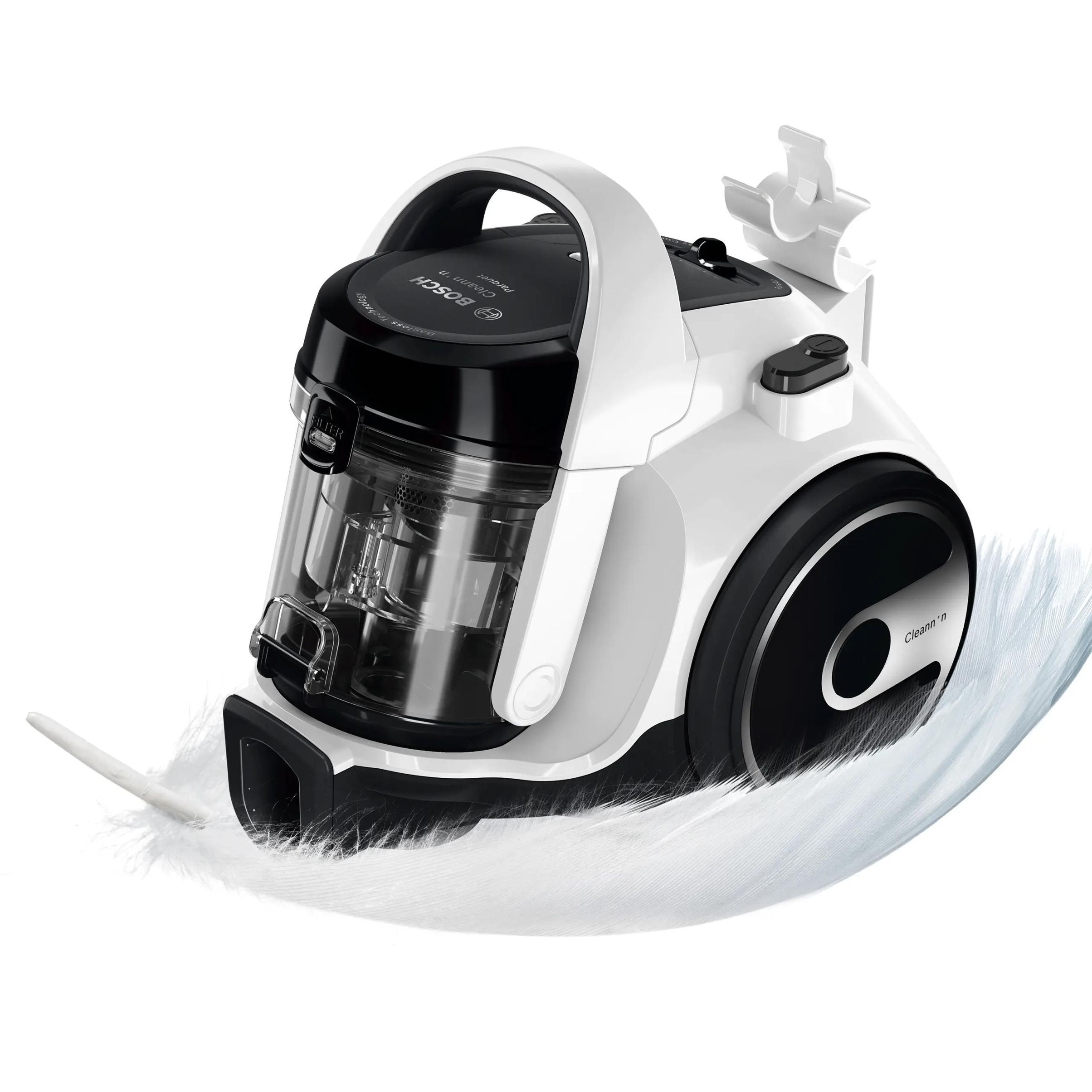 Aspirator fără sac BOSCH Serie 2 Cleann’n BGS05A222, Asp uscată, 700W, Praf 1.5l, Cablu 6m, 78dBA, Filtru igienic EPA12, Mâner ergonomic, 3 roți, AirCycle, HiSpin, Perie cu clapetă, 4.4kg, White