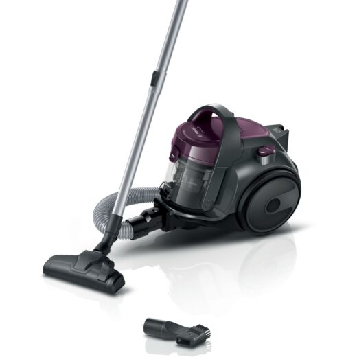 Aspirator fără sac BOSCH Serie 2 Cleann’n BGC05AAA1  Asp uscată  700W  Praf 1.5l  Cablu 6m  78dBA  Filtru igienic EPA12  Mâner ergonomic  3 roți  AirCycle  HiSpin  Perie cu clapetă  4.4kg  Violet