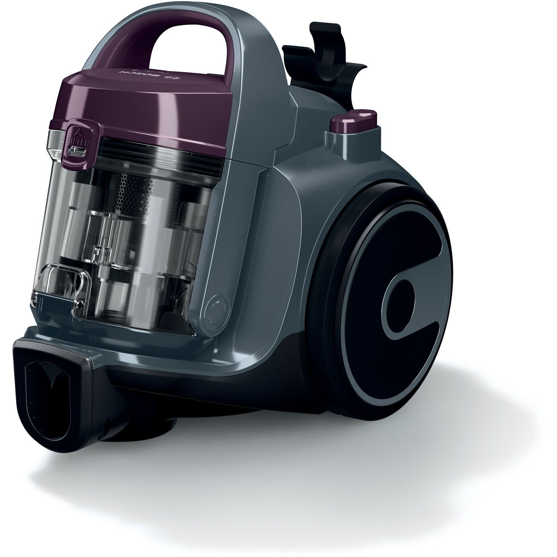 Aspirator fără sac BOSCH Serie 2 Cleann’n BGC05AAA1, Asp uscată, 700W, Praf 1.5l, Cablu 6m, 78dBA, Filtru igienic EPA12, Mâner ergonomic, 3 roți, AirCycle, HiSpin, Perie cu clapetă, 4.4kg, Violet