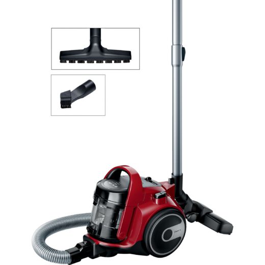 Aspirator fără sac BOSCH Serie 2 Cleann’n BGC05AAA2  Asp uscată  700W  Praf 1.5l  Cablu 6m  78dBA  Filtru igienic EPA12  Mâner ergonomic  3 roți  AirCycle  HiSpin  Perie cu clapetă  4.4kg  Chilli Red