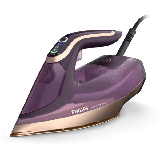 Fier de călcat cu abur Philips Azur Seria 8000 DST8040/30  3000W  Continuu 90g/min  Jet 260g  Rezervor 350ml  Talpă SteamGlide Elite  OptimalTEMP  Oprire automată  C2.5m  G1.78kg  Dark Purple