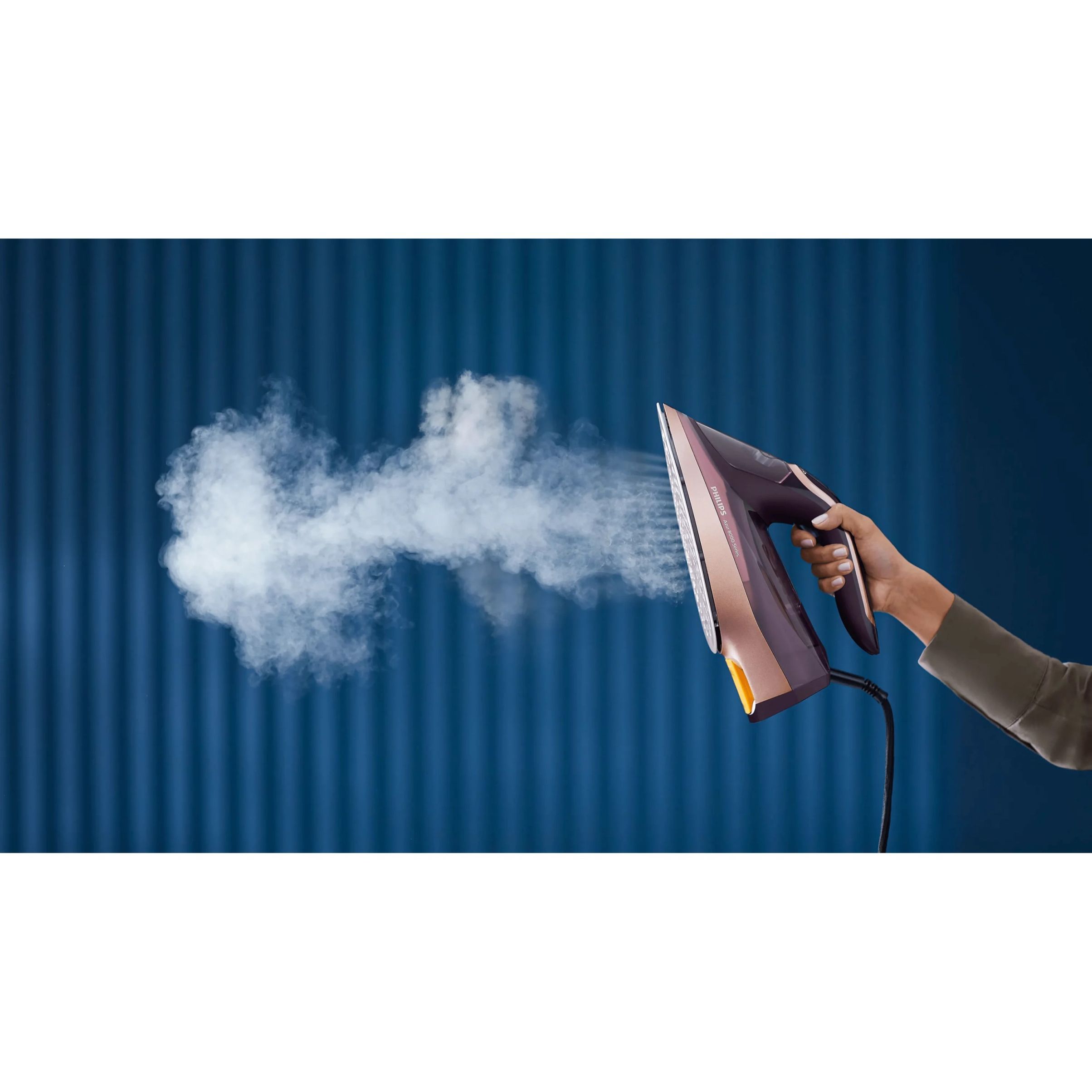 Fier de călcat cu abur Philips Azur Seria 8000 DST8040/30, 3000W, Continuu 90g/min, Jet 260g, Rezervor 350ml, Talpă SteamGlide Elite, OptimalTEMP, Oprire automată, C2.5m, G1.78kg, Dark Purple