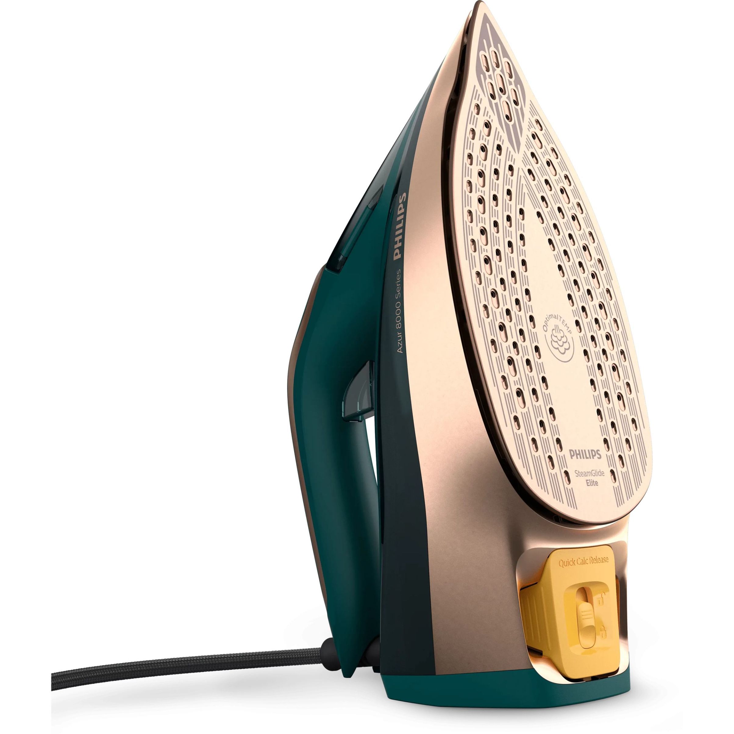 Fier de călcat cu abur Philips Azur Seria 8000 DST8030/70, 3000W, Continuu 80g/min, Jet 240g, Rezervor 350ml, Talpă SteamGlide Elite, OptimalTEMP, Oprire automată, C2.5m, G1.78kg, Opal Green