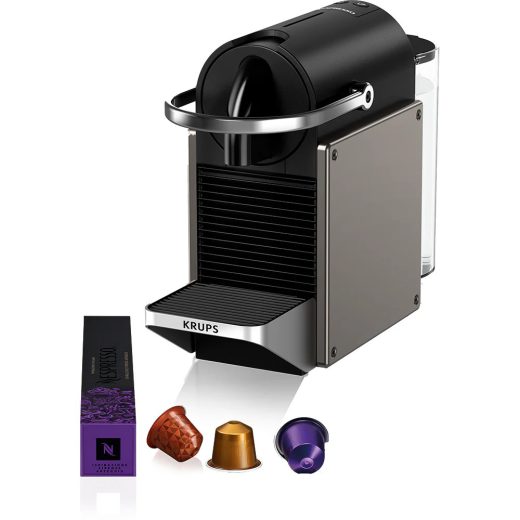 Espressor capsule NESPRESSO Pixie XN306T10, 0.7l, 1260W, 19 bar, titanium-negru