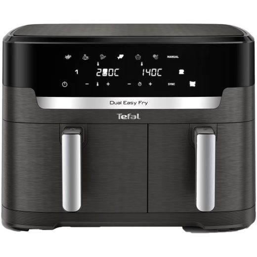 Friteuza cu aer cald dubla TEFAL XXL Dual Easy Fry EY942HE0, 3.1kg, 11l, 2700W, negru-argintiu