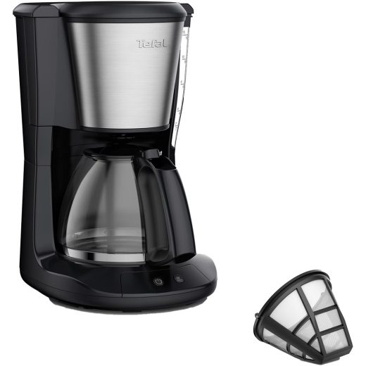 Cafetiera TEFAL Subito CM5S1DE0, 1.25l, 1000W, 15 cesti, negru-argintiu