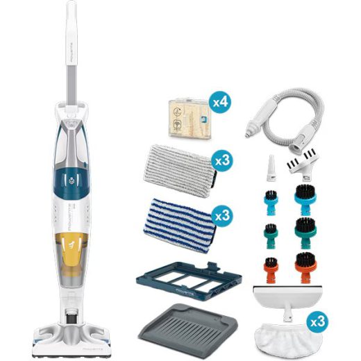 Aspirator vertical cu abur ROWENTA Clean&Steam Multi RY8561WH, 0.5l, 1700W, tehnologie ciclonica, alb-albastru