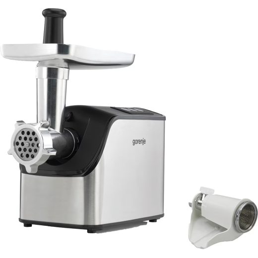 Masina de tocat carne GORENJE MG2202SXE, 2.2kg/min, 2200W, accesoriu carnati/biscuiti/suc de rosii, argintiu-negru