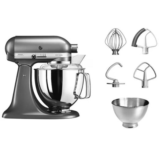 Mixer cu bol KITCHENAID Artisan Elegance 5KSM175PSEMS, 4.8l, 300W, 10 trepte viteza, argintiu