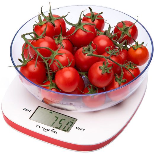 Cantar de bucatarie MYRIA MY4401RD, 5kg, alb-rosu