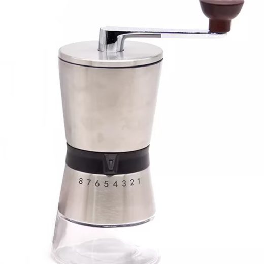 Rasnita Manuala Cafea Old Style, Portabila, 8 Trepte De Macinare, Otel Inoxidabil, Argintiu