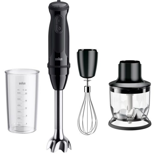 Mixer vertical BRAUN MQ50202M, 0.6l, 1000W, 21 trepte viteza, negru
