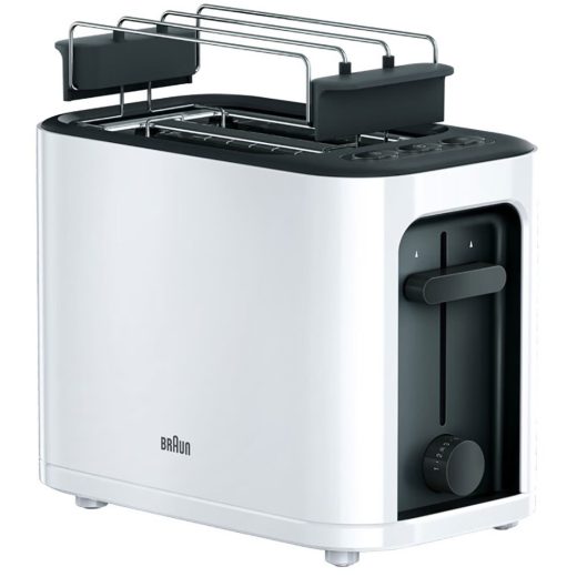 Prajitor de paine BRAUN Purease HT3010WH, 2 felii, 1000W, alb-negru