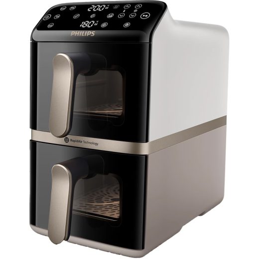 Friteuza cu aer cald dubla PHILIPS Seria 4000 NA462/80, 10l, 2750W, alb-bej